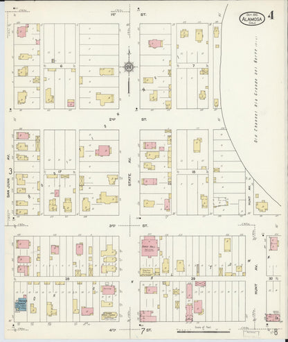 Sanborn Fire Insurance Map from Alamosa, Alamosa County, Colorado (1912), Sheet #0004 - Complete Map Set gallery image, historic Sanborn map, vintage wall art, Colorado Colorado