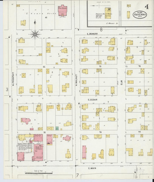 Sanborn Fire Insurance Map from Ravenna, Portage County, Ohio (1898), Sheet #0004 - Historic Sanborn Fire Insurance Map Print, vintage old map wall art, antique decor, genealogy gift, Ohio Ohio map