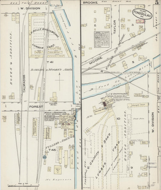 Sanborn Fire Insurance Map from Fond du Lac, Fond du Lac County, Wisconsin (1884), Sheet #0005 - Historic Sanborn Fire Insurance Map Print, vintage old map wall art, antique decor, genealogy gift, Wisconsin Wisconsin map