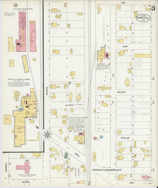 Sanborn Fire Insurance Map from Fortville, Hancock County, Indiana (1903), Sheet #0003 - Historic Sanborn Fire Insurance Map Print, vintage old map wall art, antique decor, genealogy gift, Indiana Indiana map