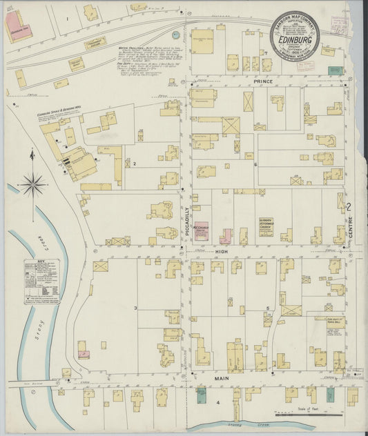 Sanborn Fire Insurance Map from Edinburg, Shenandoah County, Virginia (1908), Sheet #0001 - Historic Sanborn Fire Insurance Map Print, vintage old map wall art, antique decor, genealogy gift, Virginia Virginia map