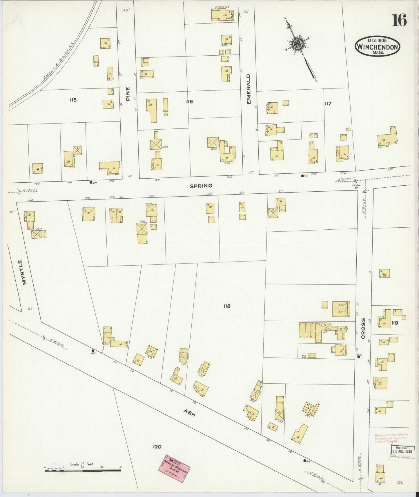 Sanborn Fire Insurance Map from Winchendon, Worcester County, Massachusetts (1909), Sheet #0016 - Complete Map Set gallery image, historic Sanborn map, vintage wall art, Massachusetts Massachusetts