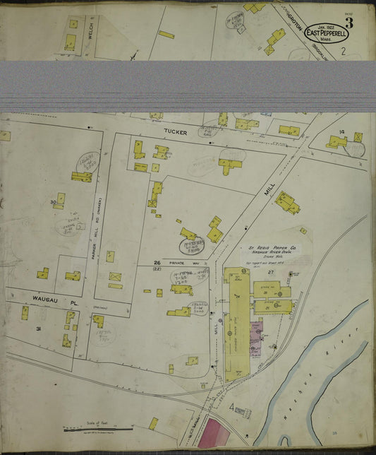 Sanborn Fire Insurance Map from East Pepperell, Middlesex County, Massachusetts (1953), Sheet #0003 - Historic Sanborn Fire Insurance Map Print, vintage old map wall art, antique decor, genealogy gift, Massachusetts Massachusetts map