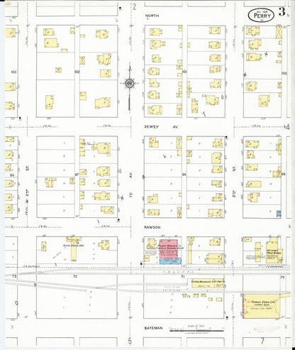 Sanborn Fire Insurance Map from Perry, Dallas County, Iowa (1918), Sheet #0003 - Historic Sanborn Fire Insurance Map Print, vintage old map wall art