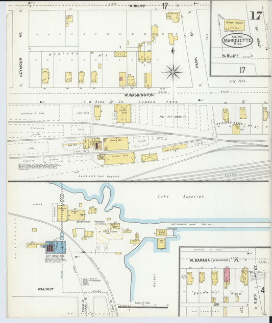 Sanborn Fire Insurance Map from Marquette, Marquette County, Michigan (1904), Sheet #0017 - Historic Sanborn Fire Insurance Map Print, vintage old map wall art, antique decor, genealogy gift, Michigan Michigan map