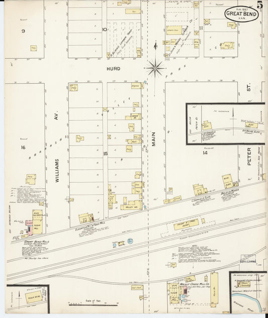 Sanborn Fire Insurance Map from Great Bend, Barton County, Kansas (1887), Sheet #0005 - Historic Sanborn Fire Insurance Map Print, vintage old map wall art, antique decor, genealogy gift, Kansas Kansas map