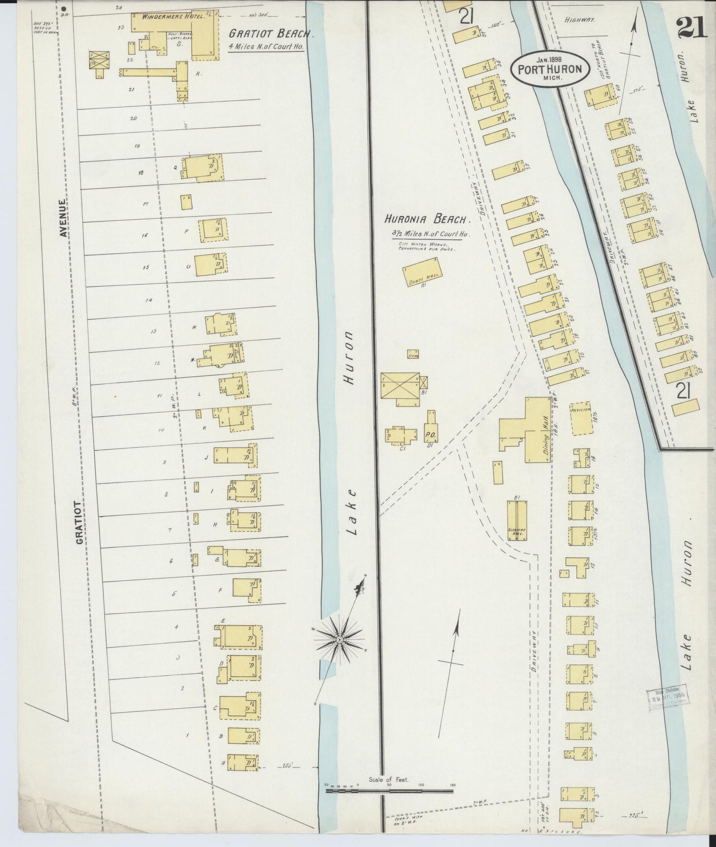 Sanborn Fire Insurance Map from Port Huron, Saint Clair County, Michigan (1898), Sheet #0021 - Complete Map Set gallery image, historic Sanborn map, vintage wall art, Michigan Michigan