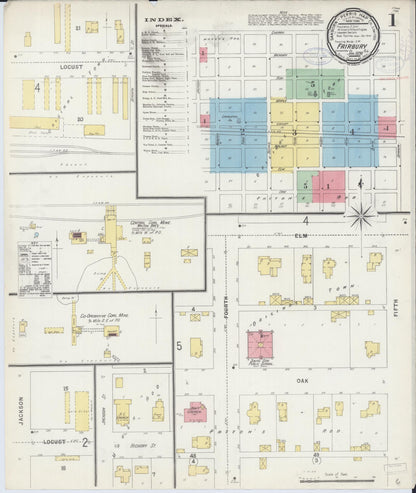 Sanborn Fire Insurance Map from Fairbury, Livingston County, Illinois (1898), Sheet #0001 - Historic Sanborn Fire Insurance Map Print, vintage old map wall art, antique decor, genealogy gift, Illinois Illinois map