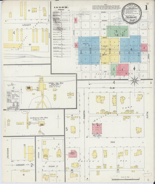 Sanborn Fire Insurance Map from Fairbury, Livingston County, Illinois (1898), Sheet #0001 - Historic Sanborn Fire Insurance Map Print, vintage old map wall art, antique decor, genealogy gift, Illinois Illinois map