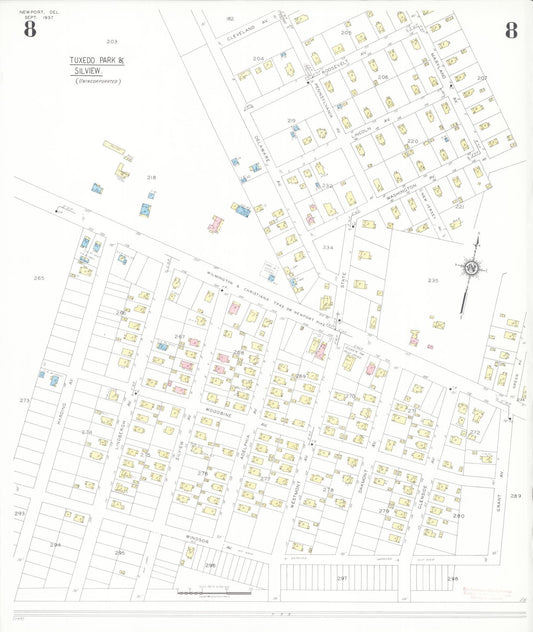 Sanborn Fire Insurance Map from Newport, New Castle County, Delaware (1937), Sheet #0008 - Historic Sanborn Fire Insurance Map Print, vintage old map wall art, antique decor, genealogy gift, Delaware Delaware map