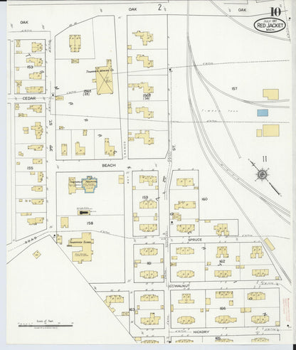 Sanborn Fire Insurance Map from Red Jacket, Houghton County, Michigan (1917), Sheet #0010 - Historic Sanborn Fire Insurance Map Print, vintage old map wall art, antique decor, genealogy gift, Michigan Michigan map