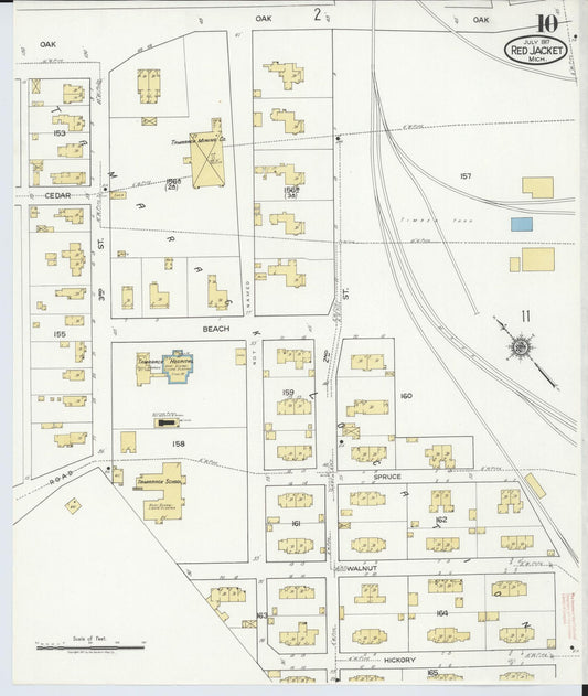 Sanborn Fire Insurance Map from Red Jacket, Houghton County, Michigan (1917), Sheet #0010 - Historic Sanborn Fire Insurance Map Print, vintage old map wall art, antique decor, genealogy gift, Michigan Michigan map