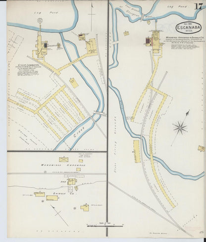Sanborn Fire Insurance Map from Escanaba, Delta County, Michigan (1893), Sheet #0017 - Complete Map Set gallery image, historic Sanborn map, vintage wall art, Michigan Michigan