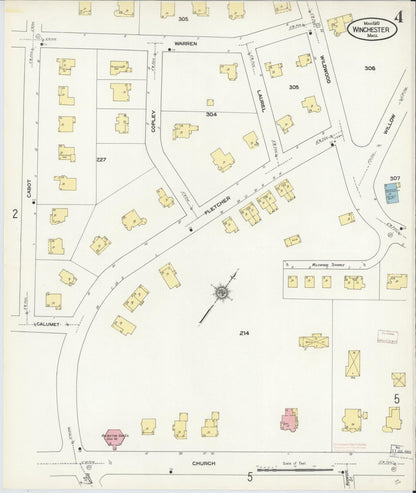 Sanborn Fire Insurance Map from Winchester, Middlesex County, Massachusetts (1910), Sheet #0004 - Complete Map Set gallery image, historic Sanborn map, vintage wall art, Massachusetts Massachusetts