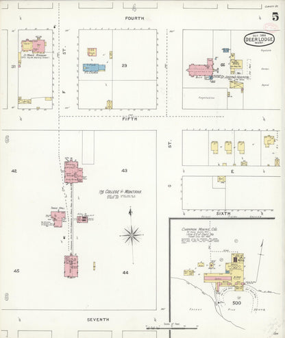 Sanborn Fire Insurance Map from Deer Lodge, Powell County, Montana (1894), Sheet #0005 - Complete Map Set gallery image, historic Sanborn map, vintage wall art, Montana Montana