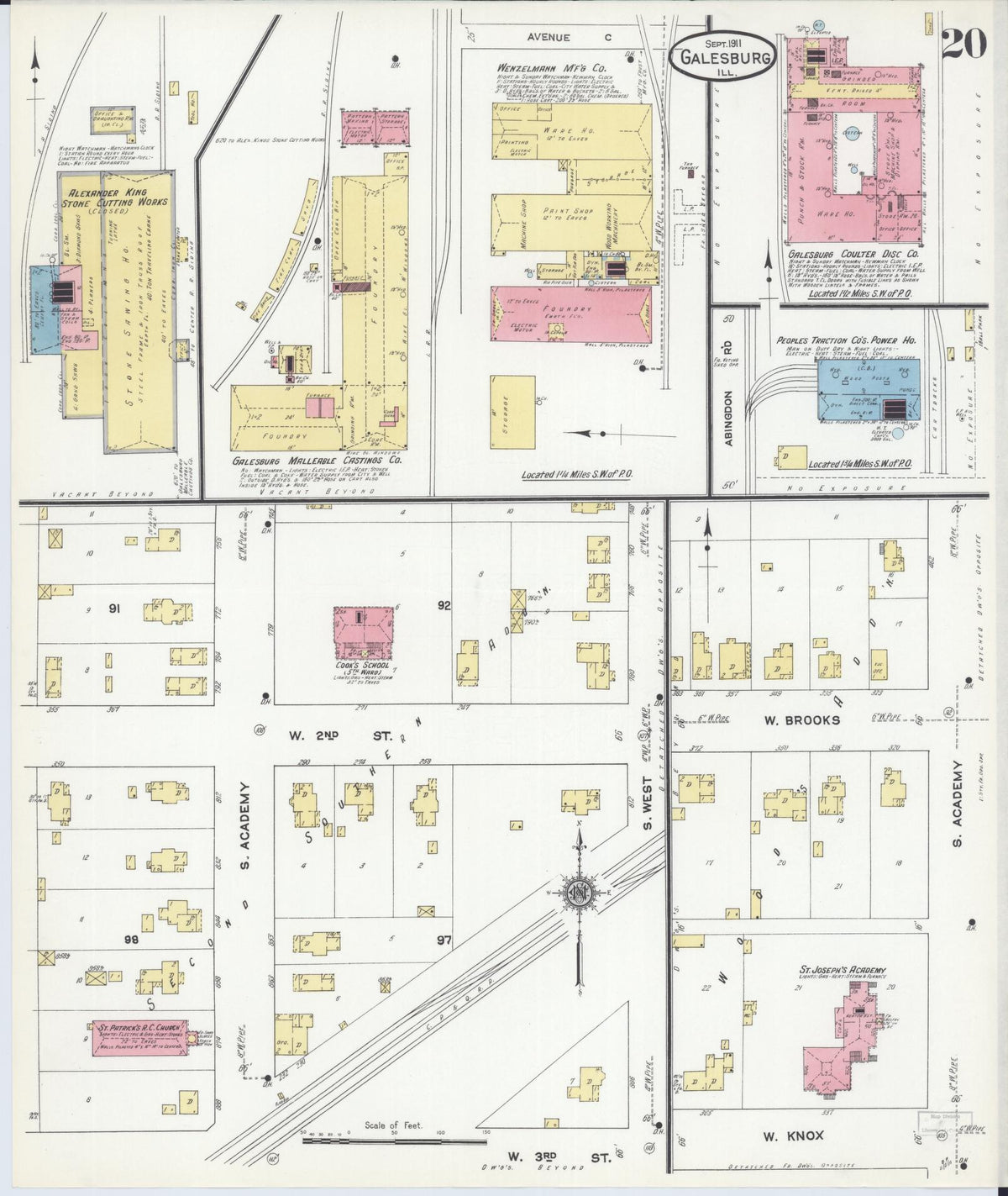 Sanborn Fire Insurance Map from Galesburg, Knox County, Illinois (1911), Sheet #0020 - Complete Map Set gallery image, historic Sanborn map, vintage wall art, Illinois Illinois