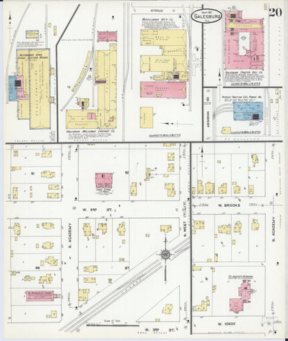 Sanborn Fire Insurance Map from Galesburg, Knox County, Illinois (1911), Sheet #0020 - Complete Map Set gallery image, historic Sanborn map, vintage wall art, Illinois Illinois