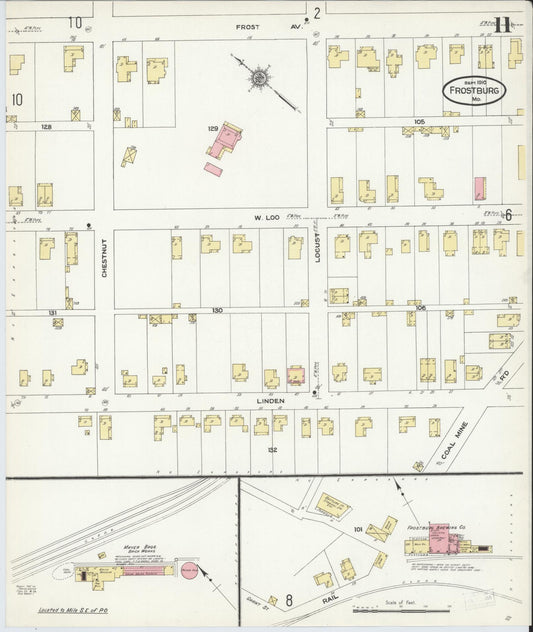 Sanborn Fire Insurance Map from Frostburg, Allegany County, Maryland (1910), Sheet #0011 - Historic Sanborn Fire Insurance Map Print, vintage old map wall art
