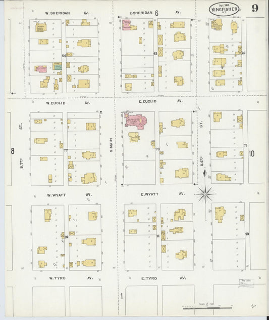 Sanborn Fire Insurance Map from Kingfisher, Kingfisher County, Oklahoma (1904), Sheet #0009 - Historic Sanborn Fire Insurance Map Print, vintage old map wall art, antique decor, genealogy gift, Oklahoma Oklahoma map