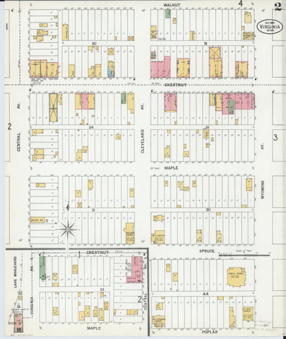 Sanborn Fire Insurance Map from Virginia, Saint Louis County, Minnesota (1900), Sheet #0002 - Complete Map Set gallery image, historic Sanborn map, vintage wall art, Minnesota Minnesota