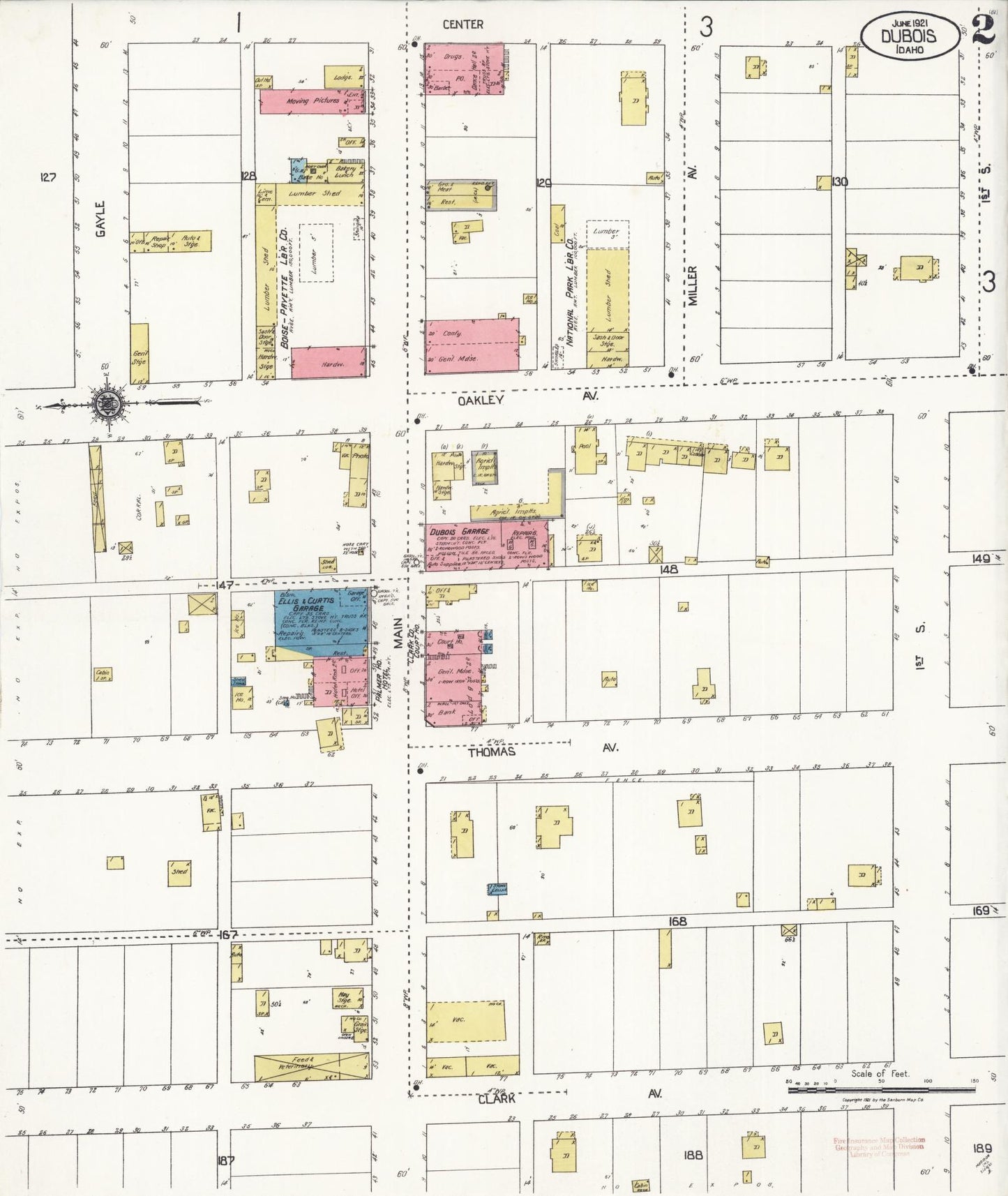 Sanborn Fire Insurance Map from Dubois, Clark County, Idaho (1921), Sheet #0002 - Complete Map Set gallery image, historic Sanborn map, vintage wall art, Idaho Idaho
