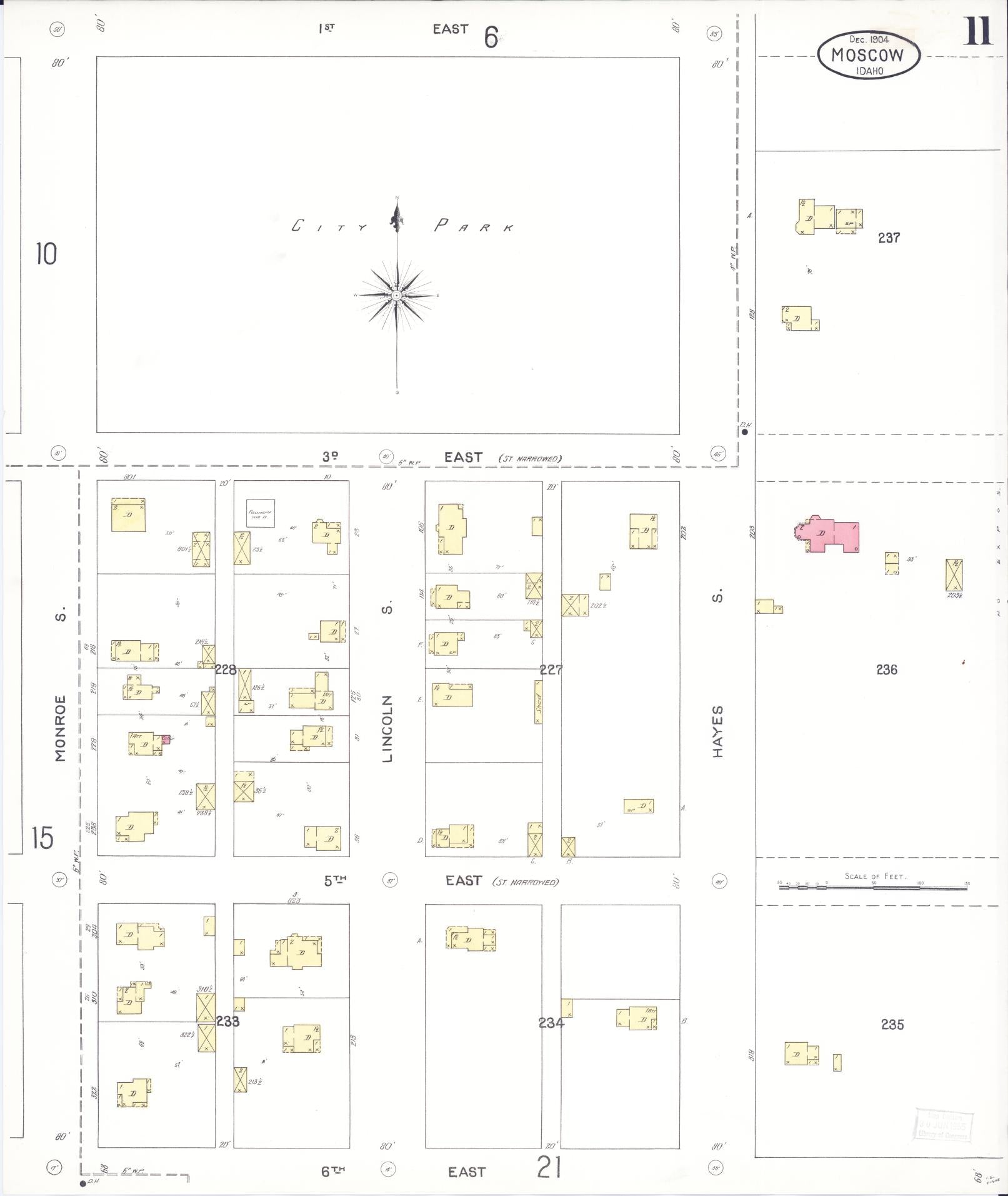 Sanborn Fire Insurance Map from Moscow, Latah County, Idaho (1904), Sheet #0011 - Historic Sanborn Fire Insurance Map Print, vintage old map wall art, antique decor, genealogy gift, Idaho Idaho map