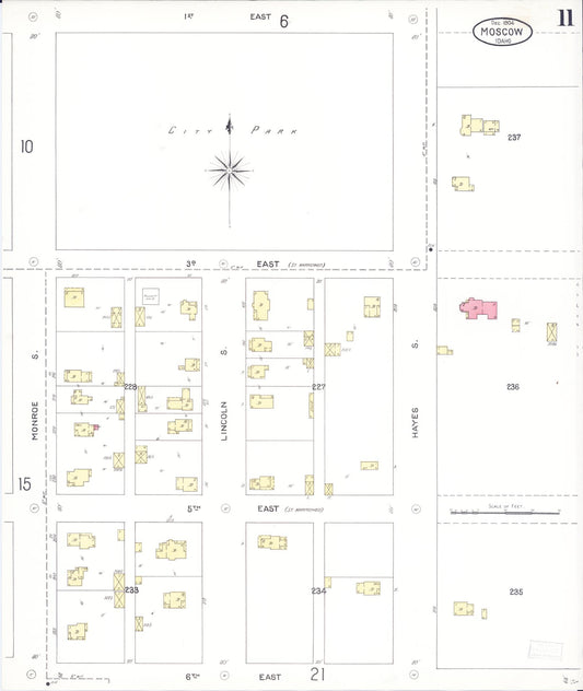 Sanborn Fire Insurance Map from Moscow, Latah County, Idaho (1904), Sheet #0011 - Historic Sanborn Fire Insurance Map Print, vintage old map wall art, antique decor, genealogy gift, Idaho Idaho map