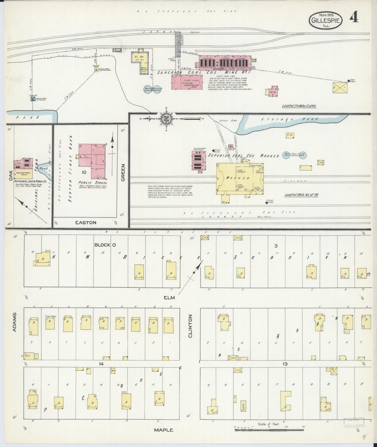 Sanborn Fire Insurance Map from Gillespie, Macoupin County, Illinois (1913), Sheet #0004 - Complete Map Set gallery image, historic Sanborn map, vintage wall art, Illinois Illinois