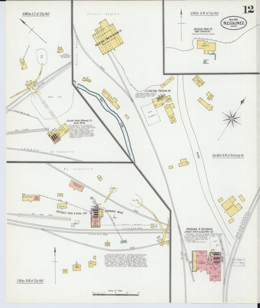 Sanborn Fire Insurance Map from Negaunee, Marquette County, Michigan (1902), Sheet #0012 - Historic Sanborn Fire Insurance Map Print, vintage old map wall art, antique decor, genealogy gift, Michigan Michigan map