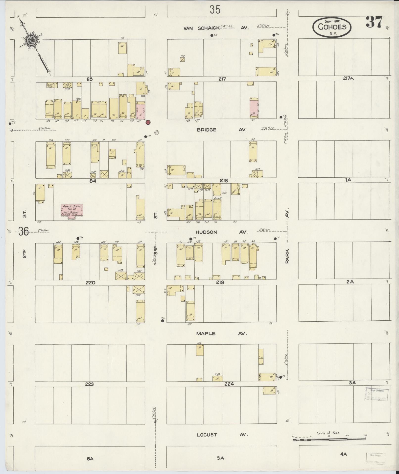 Sanborn Fire Insurance Map from Cohoes, Albany County, New York (1910), Sheet #0037 - Complete Map Set gallery image, historic Sanborn map, vintage wall art, New York New York