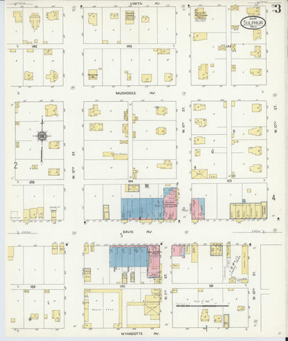 Sanborn Fire Insurance Map from Sulphur, Murray County, Oklahoma (1911), Sheet #0003 - Complete Map Set gallery image, historic Sanborn map, vintage wall art, Oklahoma Oklahoma