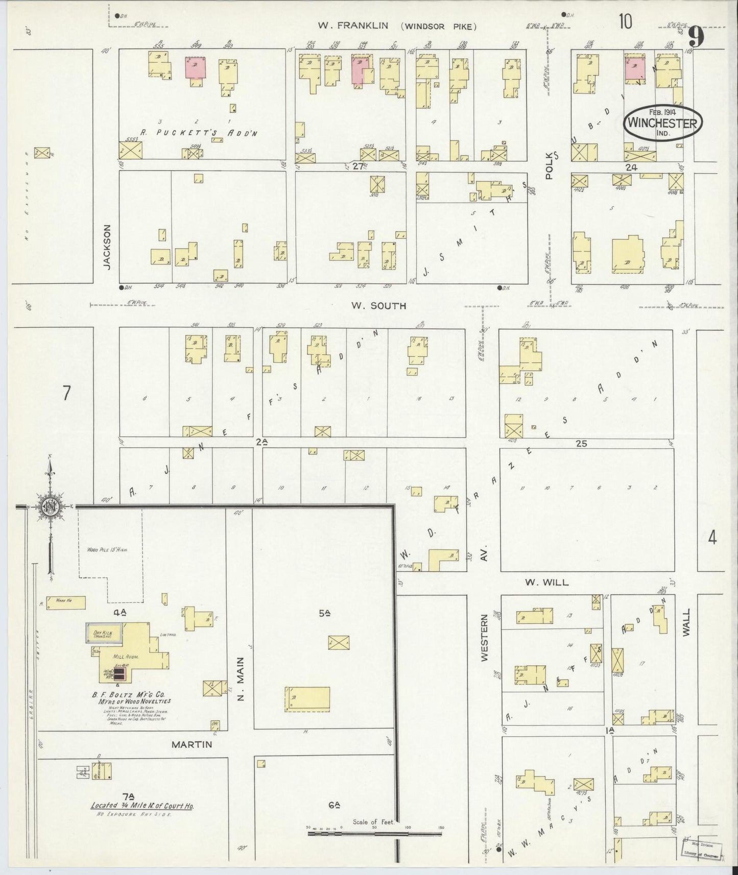 Sanborn Fire Insurance Map from Winchester, Randolph County, Indiana (1914), Sheet #0009 - Complete Map Set gallery image, historic Sanborn map, vintage wall art, Indiana Indiana