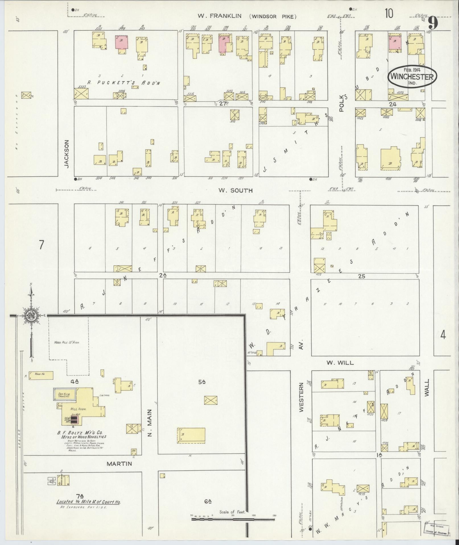 Sanborn Fire Insurance Map from Winchester, Randolph County, Indiana (1914), Sheet #0009 - Complete Map Set gallery image, historic Sanborn map, vintage wall art, Indiana Indiana