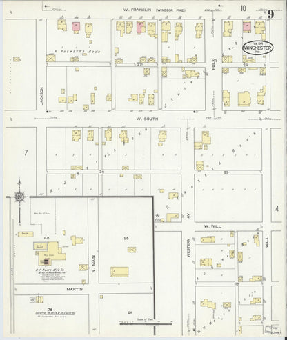 Sanborn Fire Insurance Map from Winchester, Randolph County, Indiana (1914), Sheet #0009 - Complete Map Set gallery image, historic Sanborn map, vintage wall art, Indiana Indiana
