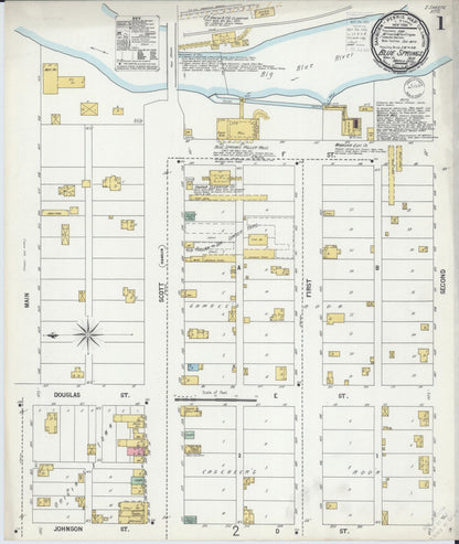 Sanborn Fire Insurance Map from Blue Springs, Gage County, Nebraska (1900), Sheet #0001 - Complete Map Set gallery image, historic Sanborn map, vintage wall art, Nebraska Nebraska
