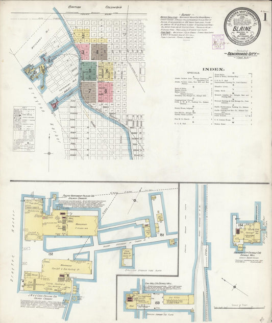 Sanborn Fire Insurance Map from Blaine, Whatcom County, Washington (1902), Sheet #0001 - Historic Sanborn Fire Insurance Map Print, vintage old map wall art, antique decor, genealogy gift, Washington Washington map