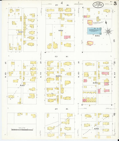 Sanborn Fire Insurance Map from Lyons, Clinton County, Iowa (1909), Sheet #0005 - Historic Sanborn Fire Insurance Map Print