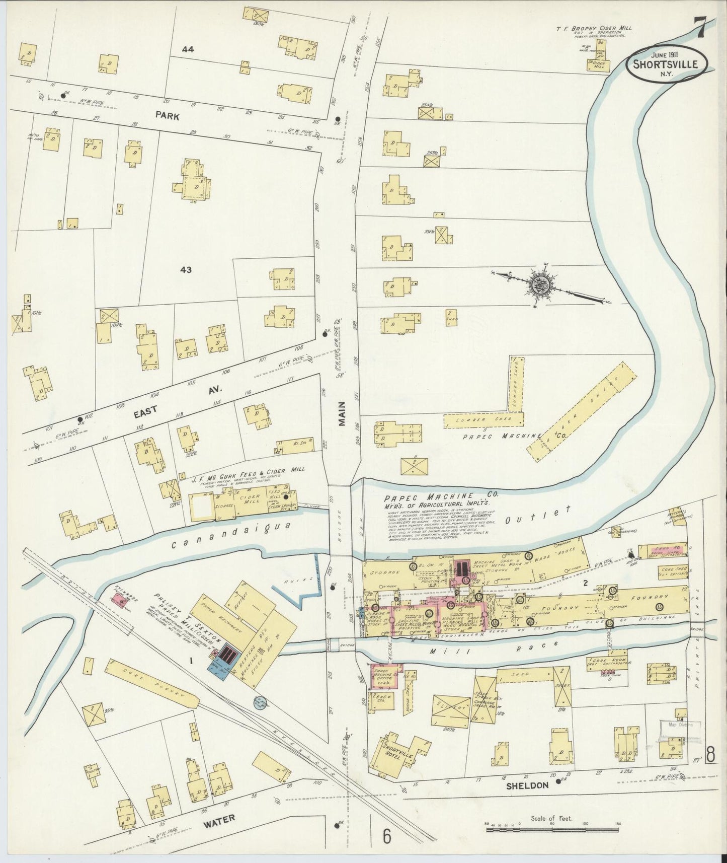Sanborn Fire Insurance Map from Shortsville, Ontario County, New York. (1911), Sheet 7 – Historic Sanborn Fire Insurance Map Print