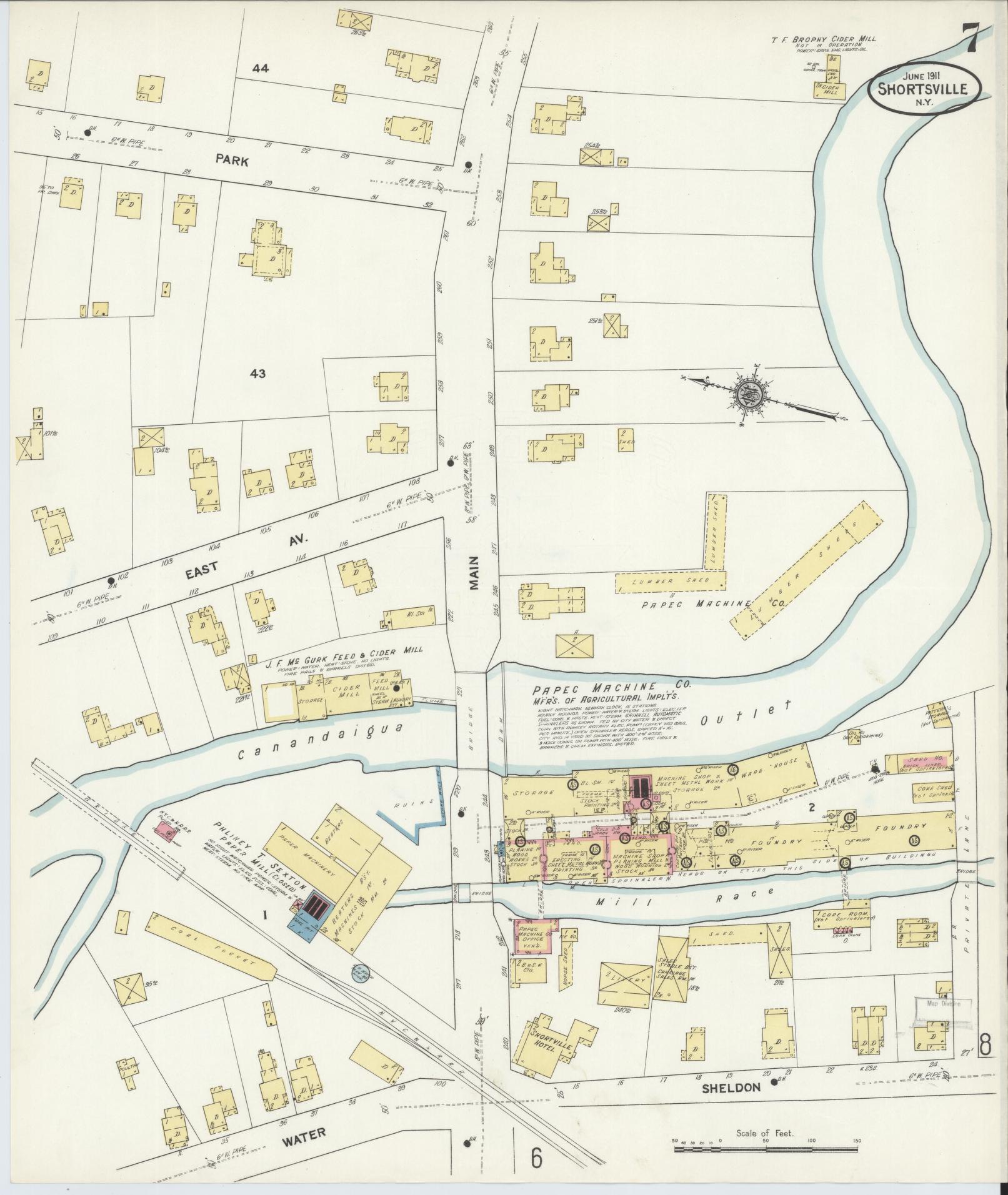 Sanborn Fire Insurance Map from Shortsville, Ontario County, New York. (1911), Sheet 7 – Historic Sanborn Fire Insurance Map Print