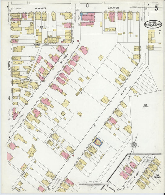 Sanborn Fire Insurance Map from Middletown, Dauphin County, Pennsylvania (1920), Sheet #0005 - Historic Sanborn Fire Insurance Map Print, vintage old map wall art, antique decor, genealogy gift, Pennsylvania Pennsylvania map