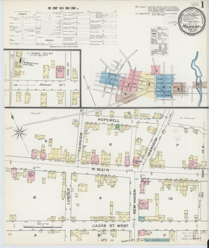 Sanborn Fire Insurance Map from Mount Joy, Lancaster County, Pennsylvania (1891), Sheet #0001 - Historic Sanborn Fire Insurance Map Print, vintage old map wall art, antique decor, genealogy gift, Pennsylvania Pennsylvania map