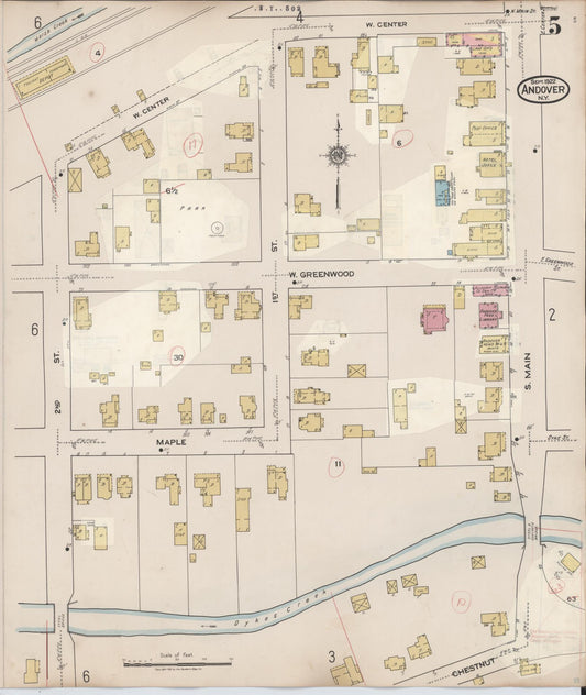 Sanborn Fire Insurance Map from Andover, Allegany County, New York (1940), Sheet #0005 - Historic Sanborn Fire Insurance Map Print, vintage old map wall art, antique decor, genealogy gift, New York New York map