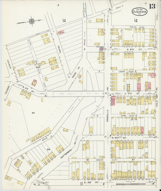 Sanborn Fire Insurance Map from Duquesne, Allegheny County, Pennsylvania (1911), Sheet #0013 - Historic Sanborn Fire Insurance Map Print, vintage old map wall art, antique decor, genealogy gift, Pennsylvania Pennsylvania map