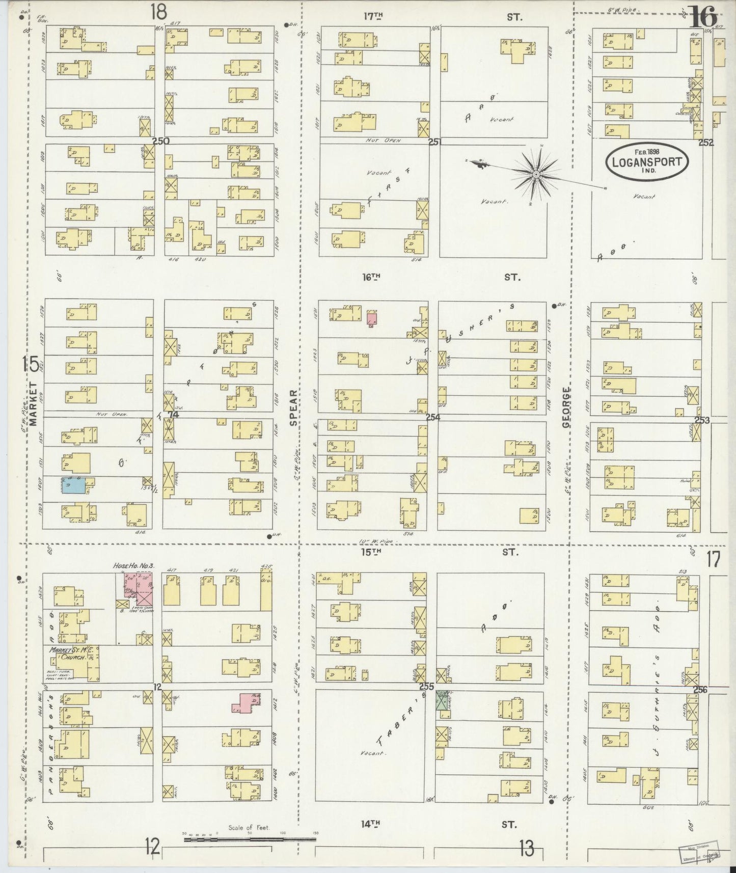 Sanborn Fire Insurance Map from Logansport, Cass County, Indiana (1898), Sheet #0016 - Complete Map Set gallery image, historic Sanborn map, vintage wall art, Indiana Indiana