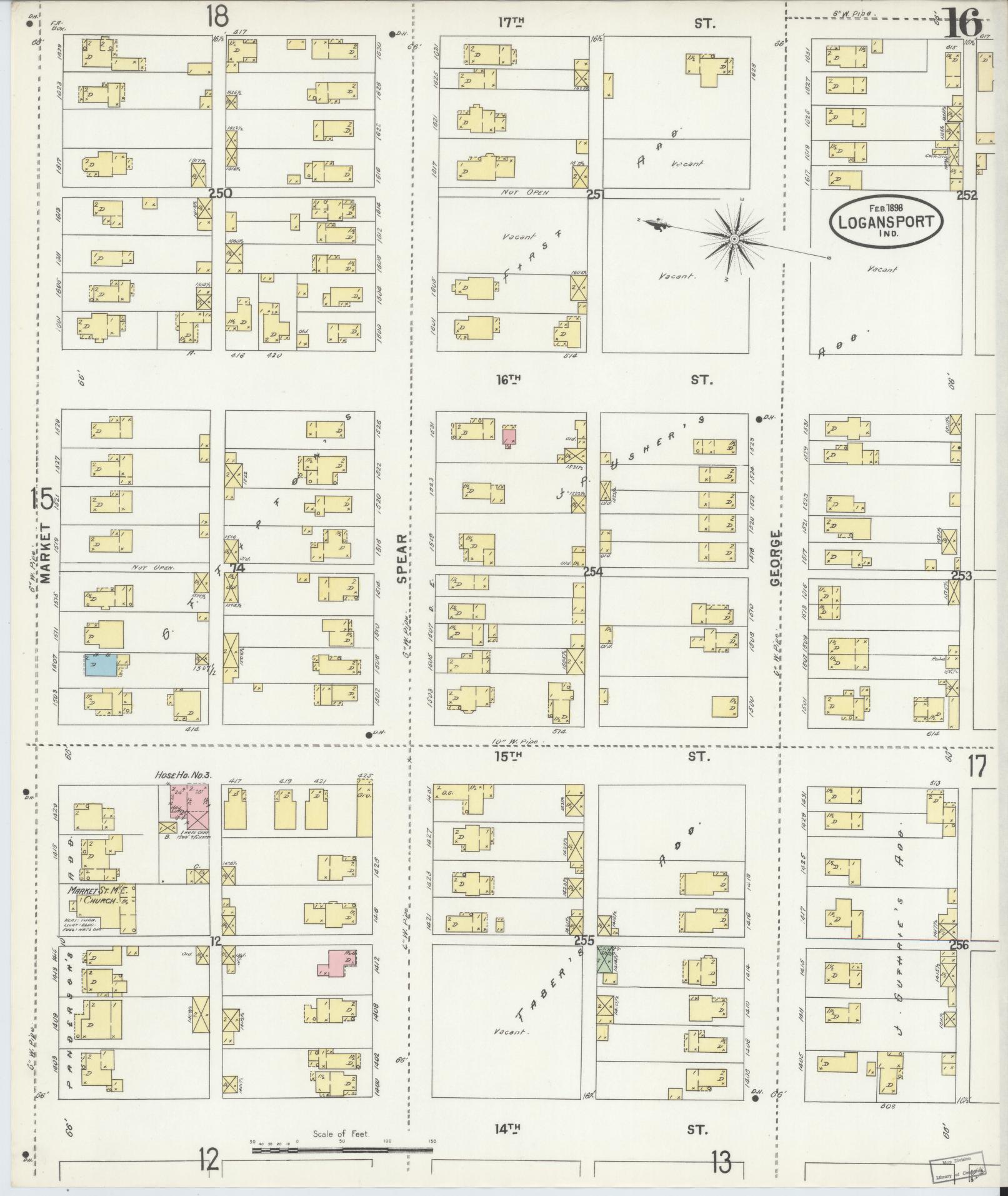Sanborn Fire Insurance Map from Logansport, Cass County, Indiana (1898), Sheet #0016 - Complete Map Set gallery image, historic Sanborn map, vintage wall art, Indiana Indiana