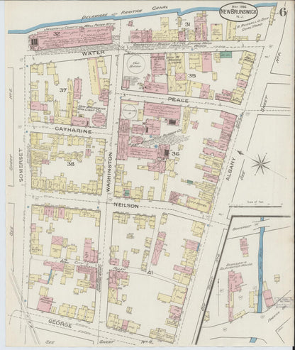 Sanborn Fire Insurance Map from New Brunswick, Middlesex County, New Jersey (1886), Sheet #0006 - Complete Map Set gallery image, historic Sanborn map, vintage wall art, New Jersey New Jersey