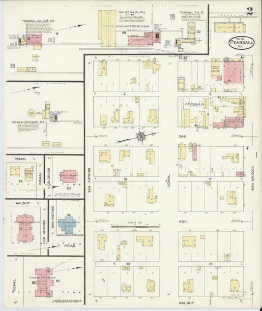 Sanborn Fire Insurance Map from Pearsall, Frio County, Texas (1912), Sheet #0002 - Historic Sanborn Fire Insurance Map Print, vintage old map wall art, antique decor, genealogy gift, Texas Texas map