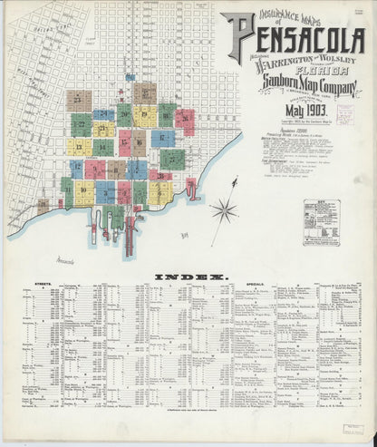 Sanborn Fire Insurance Map from Pensacola, Escambia County, Florida (1903), Sheet #0001 - Historic Sanborn Fire Insurance Map Print, vintage old map wall art, antique decor, genealogy gift, Florida Florida map
