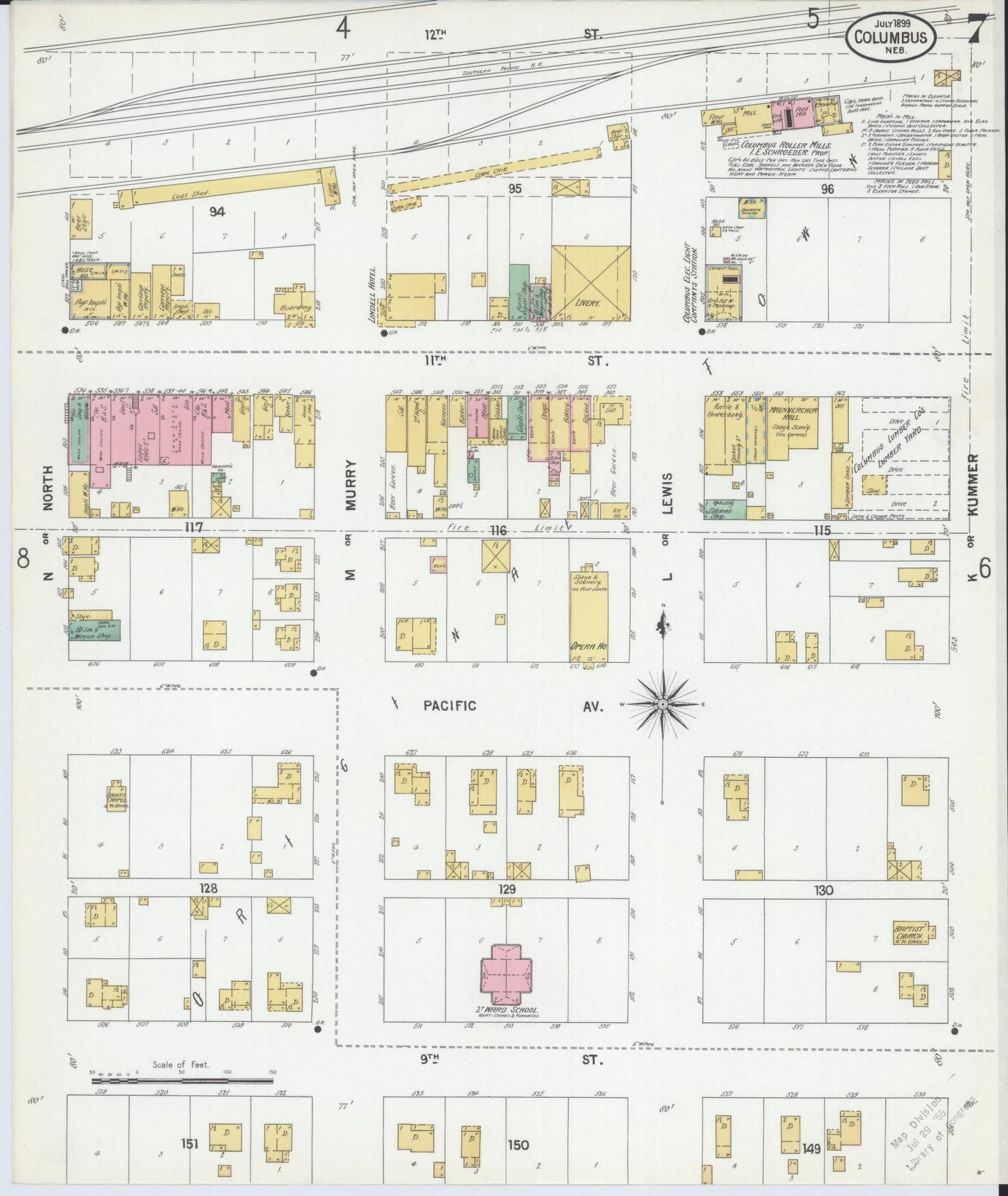 Sanborn Fire Insurance Map from Columbus, Platte County, Nebraska (1899), Sheet #0007 - Complete Map Set gallery image, historic Sanborn map, vintage wall art, Nebraska Nebraska