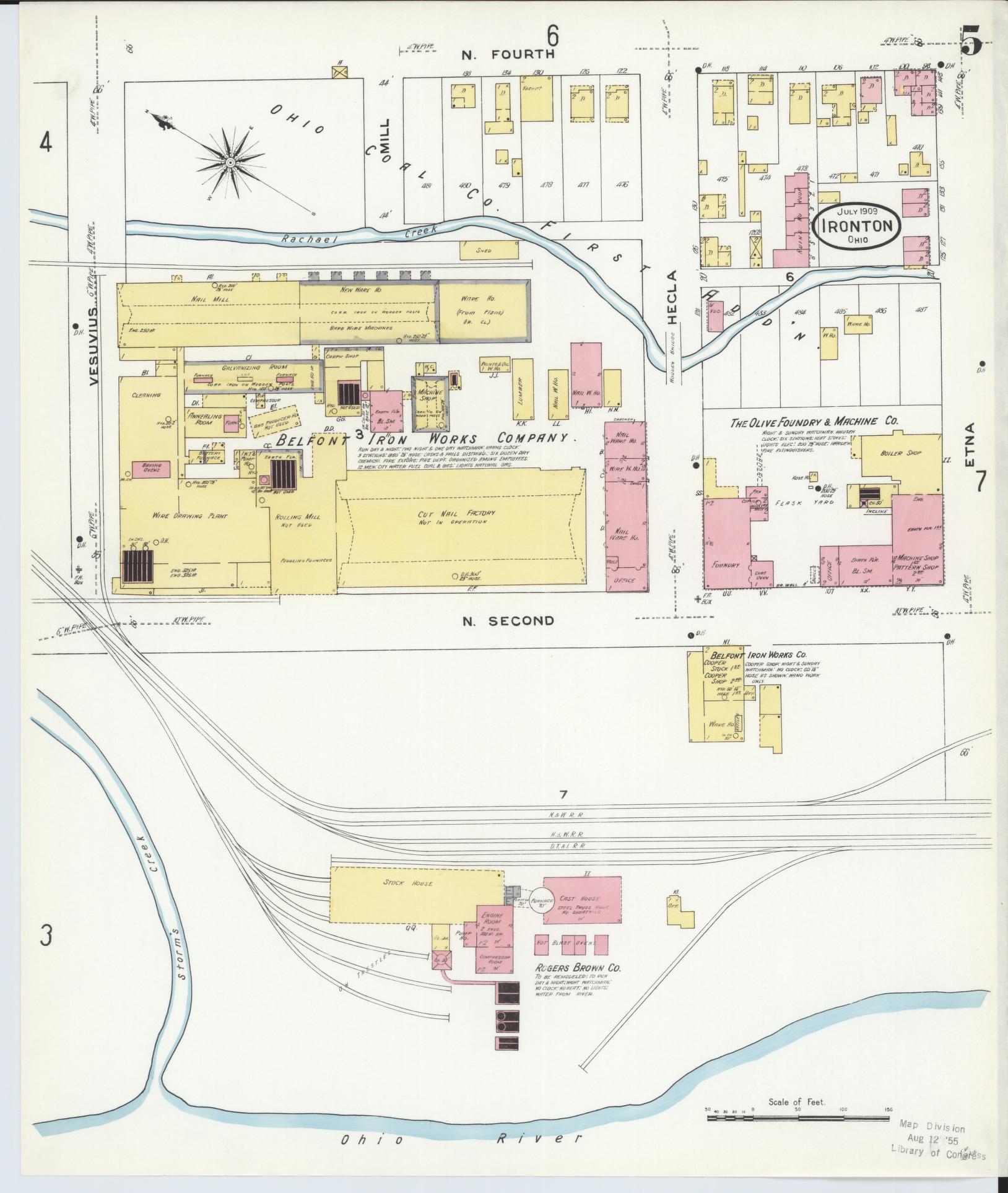 Sanborn Fire Insurance Map from Ironton, Lawrence County, Ohio (1909), Sheet #0005 - Complete Map Set gallery image, historic Sanborn map, vintage wall art, Ohio Ohio